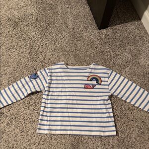 Vineyard Vines Blue & White Striped Long-Sleeve Tee with Rainbow Patch